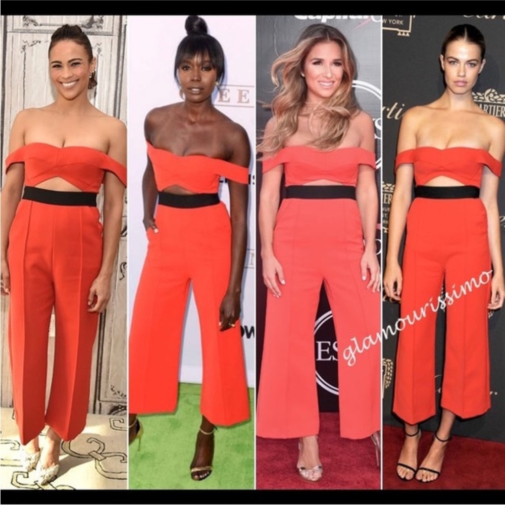 Self-Portrait Off-Shoulder Jumpsuit Red US 6 - Picture 4 of 16
